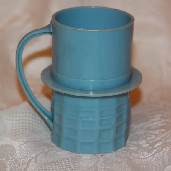 1960 Planters Mr.Peanuts Plastic Handled Drinking Cup Lt. Blue Vintage - Picture 2 of 3